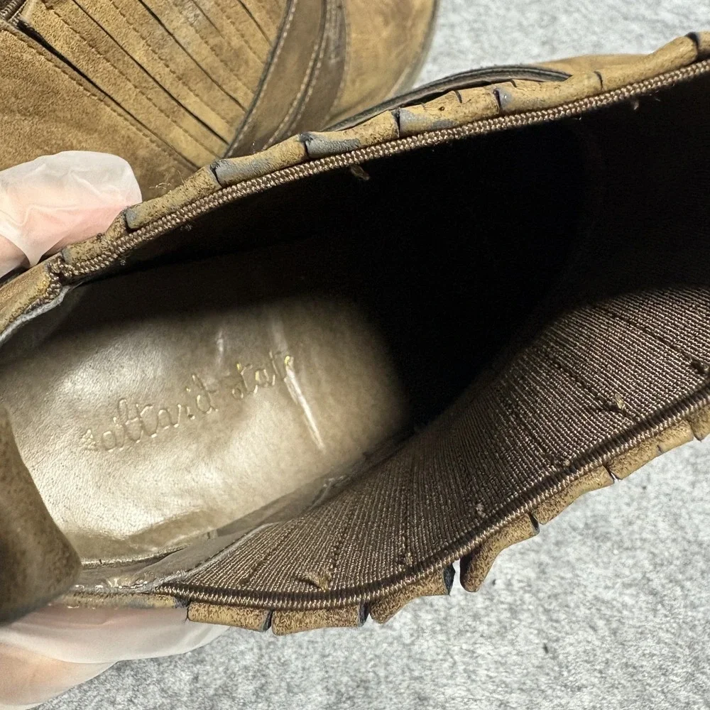 Altar'd State Fringe Western Ankle Boots 8.5‎ Brown Faux Leather Buckle Detail